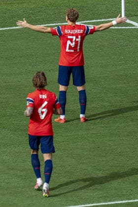 Andreas Schjelderup of Norway celebrates after scoring team s first goal during the FIFA World Cup, WM, Weltmeisterschaft, Fussball 2026 Quarter-final match between Norway and England at Miami Stadium on July 11th,2026 (Photo by Joao Bravo Sports Press Photo)  Copyright: xJoaoxBravo SportsxPressxPhotox Sportspressphoto_SPR189589