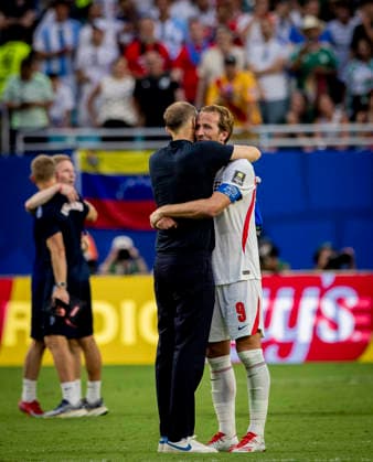 Miami, USA 11th Jul 2026. Final jubilation Coach Thomas Tuchel (England) Harry Kane (ENG) Norway - England World Cup Norwegen - England 11.07.2026 *** Miami, USA, July 11, 2026; Jubilation after the final; Coach Thomas Tuchel; England; Harry Kane; ENG; Norway; England; World Cup; Norway; England; July 11, 2026