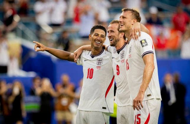 Miami, USA 11th Jul 2026. Final jubilation: Jude Bellingham (ENG) Harry Kane (ENG) Dan Burn (ENG) Norway - England World Cup Norwegen - England 11.07.2026 *** Miami, USA, July 11, 2026: Jubilation in the final—Jude Bellingham (ENG), Harry Kane (ENG), Dan Burn (ENG)—Norway vs. England, World Cup, Norway vs. England, July 11, 2026