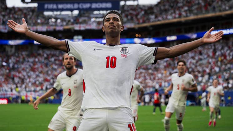 Norway v England - FIFA World Cup, WM, Weltmeisterschaft, Fussball 2026 Jude Bellingham of England celebrates after scoring a goal during the FIFA World Cup 2026 quarter final football match between Norway and England. England won 2-1 over Norway after extra time. Miami Gardens United States Copyright: xNicolòxCampox