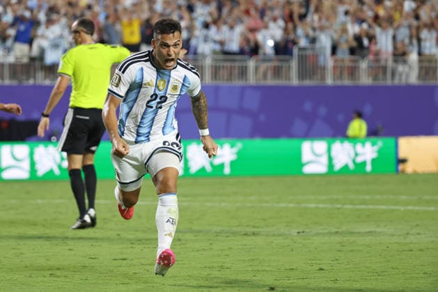 Lautaro Martinez of Argentina celebrates a goal during a FIFA World Cup, WM, Weltmeisterschaft, Fussball 2026 quarter-final match between Argentina and Switzerland at Arrowhead Stadium in Kansas City, USA, 11 July 2026. FIFA World Cup 2026: Argentina - Switzerland !ACHTUNG: NUR REDAKTIONELLE NUTZUNG!  Copyright: xKennethxFernándezx GR7126 20260712-55020871649_1