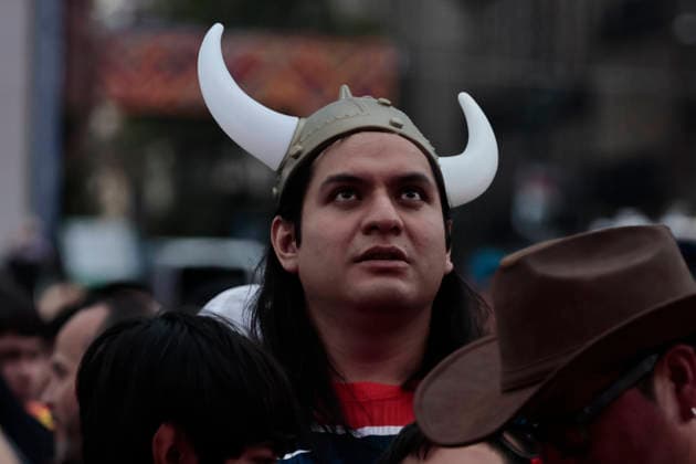 July 11, 2026, Mexico City, Cdmx, Mexico: In a closely contested match between the England and Norway national teams, hundreds of Mexican fansÃ¢â‚¬supporters of the Vikings and their star player Erling HaalandÃ¢â‚¬had to accept the English team s victory; goals from Jude Bellingham knocked the Nordic side out of the 2026 FIFA World Cup, WM, Weltmeisterschaft, Fussball The Mexican fans arrived at the Fan Festival wearing the famous Vikings team jerseys, face paint, and flagsÃ¢â‚¬with some even sporting horned helmetsÃ¢â‚¬and they even performed a rowing motion in Mexico City s ZoÂ³calo. Norway Is Eliminated From The World Cup..  - ZUMAp204 0861356778st Copyright: xJosuexPerezx