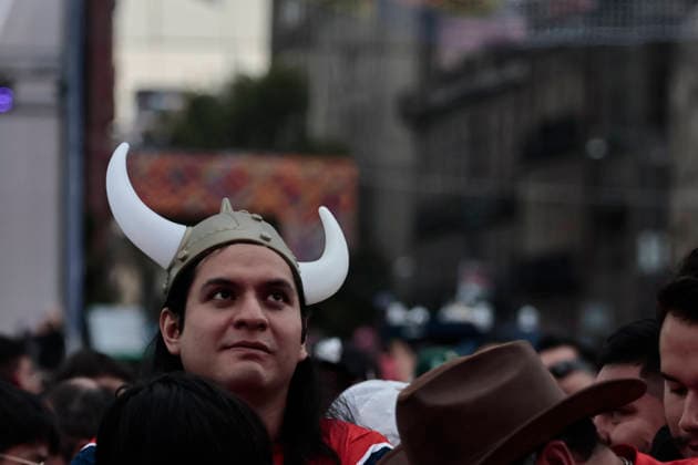 July 11, 2026, Mexico City, Cdmx, Mexico: In a closely contested match between the England and Norway national teams, hundreds of Mexican fansÃ¢â‚¬supporters of the Vikings and their star player Erling HaalandÃ¢â‚¬had to accept the English team s victory; goals from Jude Bellingham knocked the Nordic side out of the 2026 FIFA World Cup, WM, Weltmeisterschaft, Fussball The Mexican fans arrived at the Fan Festival wearing the famous Vikings team jerseys, face paint, and flagsÃ¢â‚¬with some even sporting horned helmetsÃ¢â‚¬and they even performed a rowing motion in Mexico City s ZoÂ³calo. Norway Is Eliminated From The World Cup..  - ZUMAp204 0861356783st Copyright: xJosuexPerezx