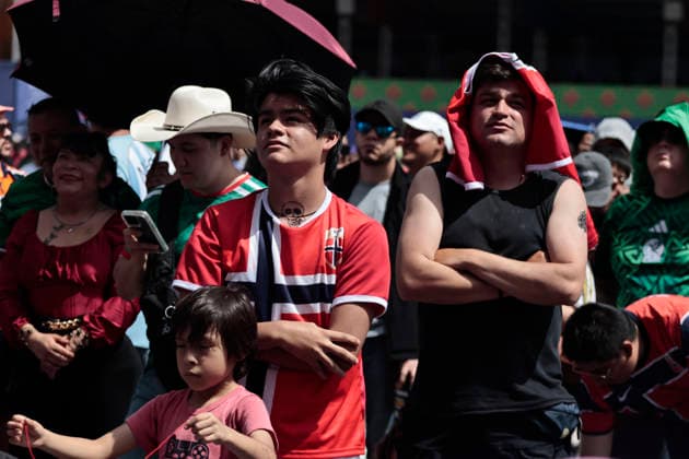 July 11, 2026, Mexico City, Cdmx, Mexico: In a closely contested match between the England and Norway national teams, hundreds of Mexican fansÃ¢â‚¬supporters of the Vikings and their star player Erling HaalandÃ¢â‚¬had to accept the English team s victory; goals from Jude Bellingham knocked the Nordic side out of the 2026 FIFA World Cup, WM, Weltmeisterschaft, Fussball The Mexican fans arrived at the Fan Festival wearing the famous Vikings team jerseys, face paint, and flagsÃ¢â‚¬with some even sporting horned helmetsÃ¢â‚¬and they even performed a rowing motion in Mexico City s ZoÂ³calo. Norway Is Eliminated From The World Cup..  - ZUMAp204 0861356805st Copyright: xJosuexPerezx