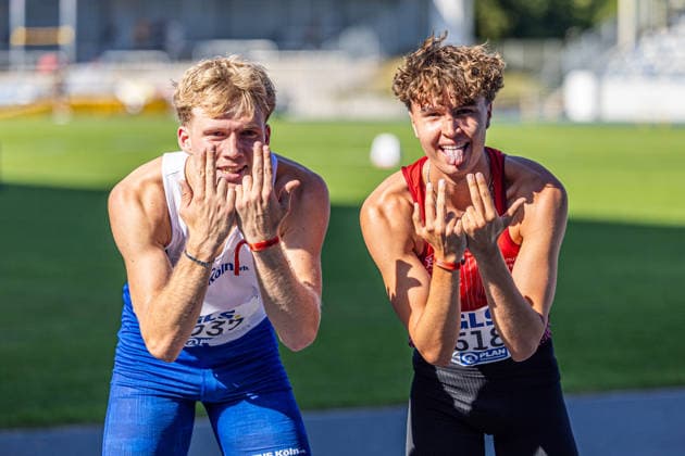 Deutsche Meisterschaften U20; Bochum-Wattenscheid, 11.07.2026 Finn Jakob Merheim (TuS Köln rrh.) und Piet Hoyer (Königsteiner LV); Deutsche Meisterschaften U20 im Lohrheide-Stadion in Bochum-Wattenscheid am 11.07.2026, (Nordrhein-Westfalen). *** German U20 Championships, Bochum-Wattenscheid, July 11, 2026: Finn Jakob Merheim (TuS Köln rrh) and Piet Hoyer (Königsteiner LV) at the German U20 Championships at Lohrheide Stadium in Bochum-Wattenscheid on July 11, 2026, North Rhine-Westphalia Copyright: xBEAUTIFULxSPORTS KJPetersx