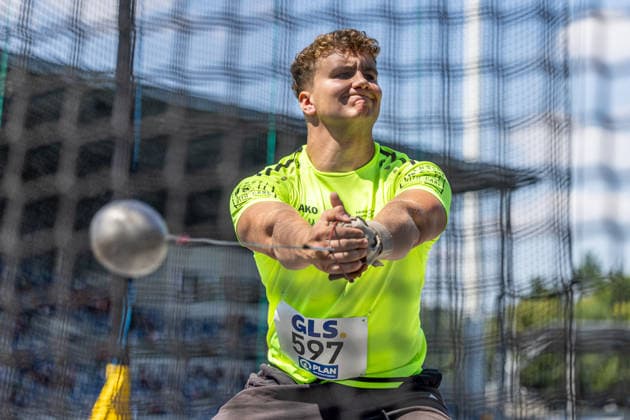 Deutsche Meisterschaften U20; Bochum-Wattenscheid, 11.07.2026 Max Baier (TV Fränkisch-Crumbach); Deutsche Meisterschaften U20 im Lohrheide-Stadion in Bochum-Wattenscheid am 11.07.2026, (Nordrhein-Westfalen). *** German U20 Championships, Bochum-Wattenscheid, July 11, 2026; Max Baier, TV Fränkisch Crumbach; German U20 Championships at Lohrheide Stadium in Bochum-Wattenscheid on July 11, 2026, North Rhine-Westphalia Copyright: xBEAUTIFULxSPORTS KJPetersx