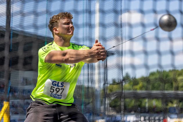 Deutsche Meisterschaften U20; Bochum-Wattenscheid, 11.07.2026 Max Baier (TV Fränkisch-Crumbach); Deutsche Meisterschaften U20 im Lohrheide-Stadion in Bochum-Wattenscheid am 11.07.2026, (Nordrhein-Westfalen). *** German U20 Championships, Bochum-Wattenscheid, July 11, 2026; Max Baier, TV Fränkisch Crumbach; German U20 Championships at Lohrheide Stadium in Bochum-Wattenscheid on July 11, 2026, North Rhine-Westphalia Copyright: xBEAUTIFULxSPORTS KJPetersx
