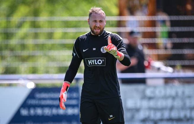 Fussball 1. Bundesliga 2026 2027 Testspiel 11.07.2026 SV Elversberg - FC Thun Torwart Nicolas Kristof (SV Elversberg) *** Soccer, Bundesliga 1, 2026–2027, Friendly Match, July 11, 2026, SV Elversberg vs. FC Thun, Goalkeeper Nicolas Kristof, SV Elversberg