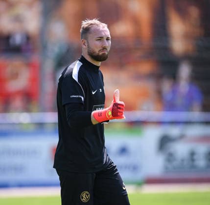 Fussball 1. Bundesliga 2026 2027 Testspiel 11.07.2026 SV Elversberg - FC Thun Torwart Nicolas Kristof (SV Elversberg) *** Soccer, Bundesliga 1, 2026–2027, Friendly Match, July 11, 2026, SV Elversberg vs. FC Thun, Goalkeeper Nicolas Kristof, SV Elversberg