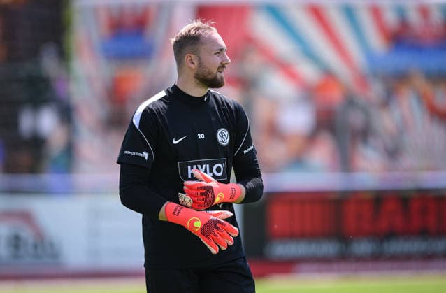 Fussball 1. Bundesliga 2026 2027 Testspiel 11.07.2026 SV Elversberg - FC Thun Torwart Nicolas Kristof (SV Elversberg) *** Soccer, Bundesliga 1, 2026–2027, Friendly Match, July 11, 2026, SV Elversberg vs. FC Thun, Goalkeeper Nicolas Kristof, SV Elversberg