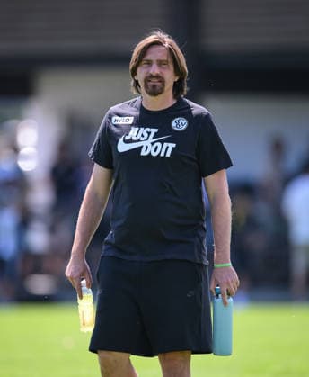 Fussball 1. Bundesliga 2026 2027 Testspiel 11.07.2026 SV Elversberg - FC Thun Trainer Vincent Wagner (SV Elversberg) *** Soccer, Bundesliga 1, 2026–2027, Friendly Match, July 11, 2026, SV Elversberg vs. FC Thun, Coach Vincent Wagner, SV Elversberg