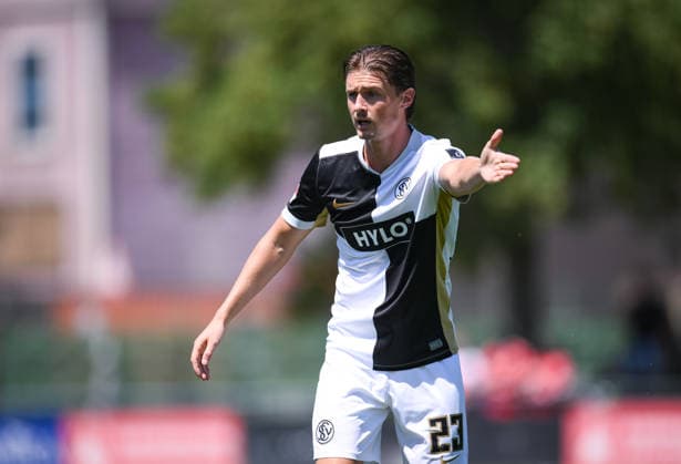 Fussball 1. Bundesliga 2026 2027 Testspiel 11.07.2026 SV Elversberg - FC Thun Carlo Sickinger (SV Elversberg) *** Soccer, Bundesliga 1, 2026–2027, Friendly Match, July 11, 2026, SV Elversberg vs. FC Thun, Carlo Sickinger, SV Elversberg