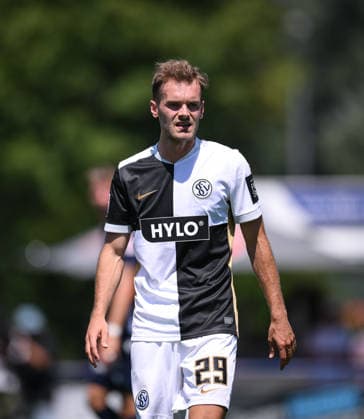 Fussball 1. Bundesliga 2026 2027 Testspiel 11.07.2026 SV Elversberg - FC Thun Tom Zimmerschied (SV Elversberg) *** Soccer, Bundesliga 1, 2026–2027, Friendly Match, July 11, 2026, SV Elversberg vs. FC Thun, Tom Zimmerschied, SV Elversberg