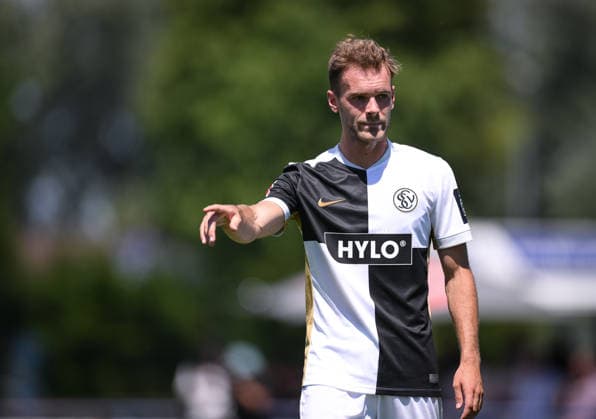 Fussball 1. Bundesliga 2026 2027 Testspiel 11.07.2026 SV Elversberg - FC Thun Tom Zimmerschied (SV Elversberg) *** Soccer, Bundesliga 1, 2026–2027, Friendly Match, July 11, 2026, SV Elversberg vs. FC Thun, Tom Zimmerschied, SV Elversberg