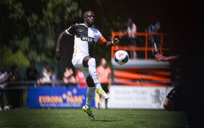 Fussball 1. Bundesliga 2026 2027 Testspiel 11.07.2026 SV Elversberg - FC Thun Amara Conde (SV Elversberg) *** Soccer, Bundesliga 1, 2026–2027, Friendly Match, July 11, 2026, SV Elversberg vs. FC Thun, Amara Conde, SV Elversberg