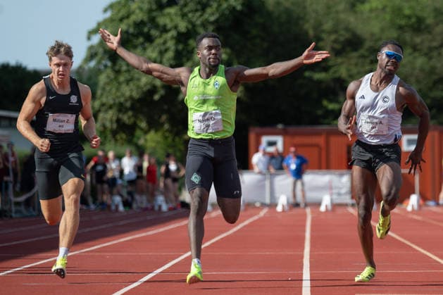 RECORD DATE NOT STATED Norddeutsche Leichtathletik Meisterschaften - Bremen, Deutschland 11.07.2026 BREMEN, DEUTSCHLAND - JULY 11: Noah OLABISI (Start Nr. 222, SV Werder Bremen) during the Norddeutsche Leichtathletik Meisterschaften at Bremen on July 11, 2026 in Bremen, Deutschland. *** North German Track and Field Championships, Bremen, Germany, July 11, 2026 BREMEN, GERMANY JULY 11 Noah OLABISI Start No. 222, SV Werder Bremen during the North German Track and Field Championships in Bremen on July 11, 2026 in Bremen, Germany Copyright: xBEAUTIFULxSPORTS PeterxWeberx
