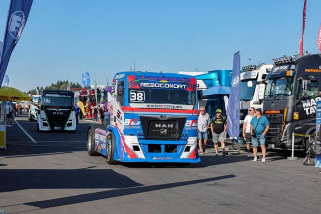 Jose Eduardo Rodrigues (POR) MAN (38), Reboconort RacingTruck Team im Fahrerllager zur Strecke , Deutschland, Motorsport, Int. Shell ADAC Truck Grand Prix, Goodyear ETRC FIA European Truck Racing Championship, Quali, 2026, 12.07.2026, Nürburg Nürburgring Deutschland *** Jose Eduardo Rodrigues POR MAN 38, Reboconort RacingTruck Team in the drivers paddock at the track, Germany, motorsports, Int Shell ADAC Truck Grand Prix, Goodyear ETRC FIA European Truck Racing Championship, qualifying, 2026, July 12, 2026, Nürburg, Nürburgring, Germany Copyright: xGrantxHubbsx
