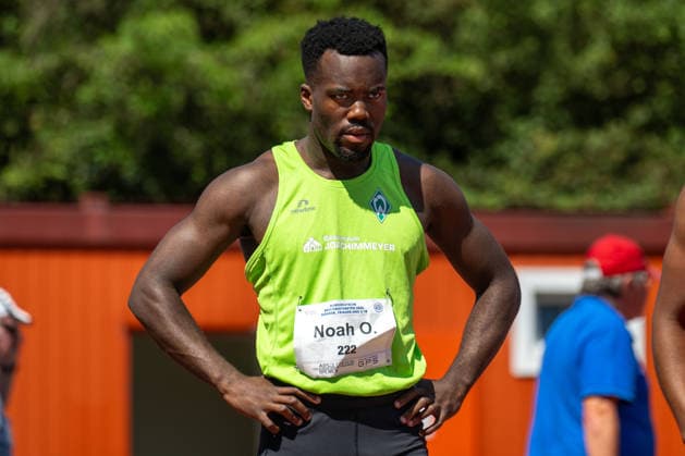 RECORD DATE NOT STATED Norddeutsche Leichtathletik Meisterschaften - Bremen, Deutschland 11.07.2026 BREMEN, DEUTSCHLAND - JULY 11: Noah OLABISI (Start Nr. 222, SV Werder Bremen) during the Norddeutsche Leichtathletik Meisterschaften at Bremen on July 11, 2026 in Bremen, Deutschland. *** North German Track and Field Championships, Bremen, Germany, July 11, 2026 BREMEN, GERMANY JULY 11 Noah OLABISI Start No. 222, SV Werder Bremen during the North German Track and Field Championships in Bremen on July 11, 2026 in Bremen, Germany Copyright: xBEAUTIFULxSPORTS PeterxWeberx