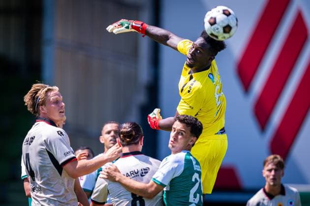 DORDRECHT , 11-07-2026 , M-Scores Stadium , season 2026 2027 , Dutch Preseason football , match between FC Dordrecht and Excelsior Rotterdam , picture shows FC Dordrecht goalkeeper Celton Biai Dordrecht - Excelsior (friendly)  x204992177x Copyright: