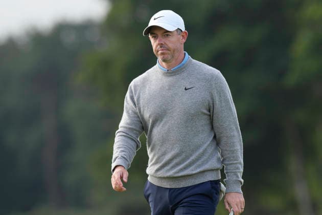 NORTH BERWICK, SCOTLAND - JULY 12: Rory McIlroy walks onto the 11th green during the delayed Round 3 of the Genesis Scottish Open at the Renaissance Club, North Berwick on July 12, 2026 in North Berwick, Scotland Genesis Scottish Open Round 3
