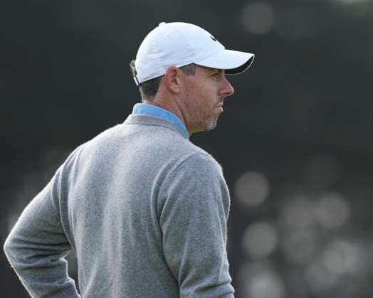 NORTH BERWICK, SCOTLAND - JULY 12: Rory McIlroy waits on the 11th green during the delayed Round 3 of the Genesis Scottish Open at the Renaissance Club, North Berwick on July 12, 2026 in North Berwick, Scotland Genesis Scottish Open Round 3