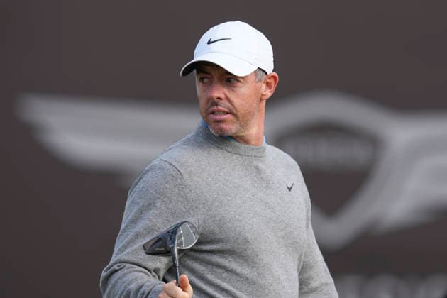 NORTH BERWICK, SCOTLAND - JULY 12: Rory McIlroy walks from the 12th tee during the delayed Round 3 of the Genesis Scottish Open at the Renaissance Club, North Berwick on July 12, 2026 in North Berwick, Scotland Genesis Scottish Open Round 3