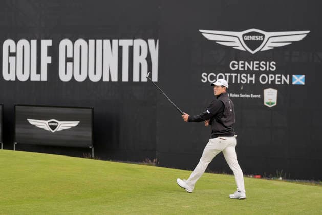NORTH BERWICK, SCOTLAND - JULY 12: Keita Nakajima walks onto the eighteenth green during the delayed Round 3 of the Genesis Scottish Open at the Renaissance Club, North Berwick on July 12, 2026 in North Berwick, Scotland Genesis Scottish Open Round 3
