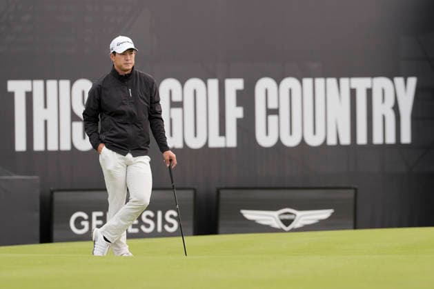 NORTH BERWICK, SCOTLAND - JULY 12: Keita Nakajima waits on the eighteenth green during the delayed Round 3 of the Genesis Scottish Open at the Renaissance Club, North Berwick on July 12, 2026 in North Berwick, Scotland Genesis Scottish Open Round 3