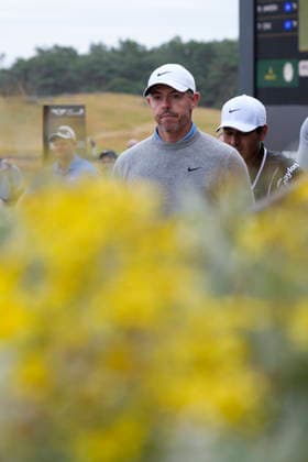 NORTH BERWICK, SCOTLAND - JULY 12: Rory McIlroy walks to the 15th tee during the delayed Round 3 of the Genesis Scottish Open at the Renaissance Club, North Berwick on July 12, 2026 in North Berwick, Scotland Genesis Scottish Open Round 3
