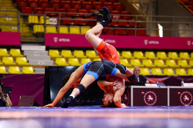 U20 European Championships 70kg FS - Haji Karimov (AZE) df. Bayssangour Bitmurzaev (FRA) *** U20 European Championships, 70 kg Freestyle: Haji Karimov (AZE) def. Bayssangour Bitmurzaev (FRA) Copyright: xJakexKirkmanx xUnitedxWorldxWresx Jake Kirkman United World Wres