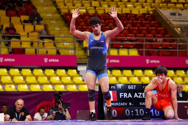 U20 European Championships 70kg FS - Haji Karimov (AZE) df. Bayssangour Bitmurzaev (FRA) *** U20 European Championships, 70 kg Freestyle: Haji Karimov (AZE) def. Bayssangour Bitmurzaev (FRA) Copyright: xJakexKirkmanx xUnitedxWorldxWresx Jake Kirkman United World Wres
