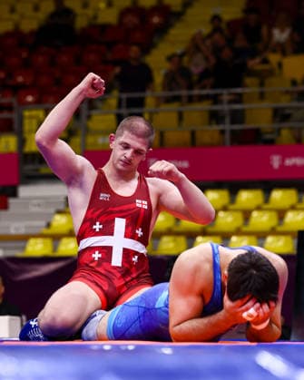 U20 European Championships 97kg FS - Konstantine Petriashvili (GEO) df. Ashab Dadaev (FRA) *** U20 European Championships, 97 kg Freestyle: Konstantine Petriashvili (GEO) def. Ashab Dadaev (FRA) Copyright: xJakexKirkmanx xUnitedxWorldxWresx Jake Kirkman United World Wres