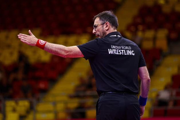 U20 European Championships Referee - Carlos *** U20 European Championships Referee Carlos Copyright: xJakexKirkmanx xUnitedxWorldxWrestlingx Jake Kirkman United World Wrestling