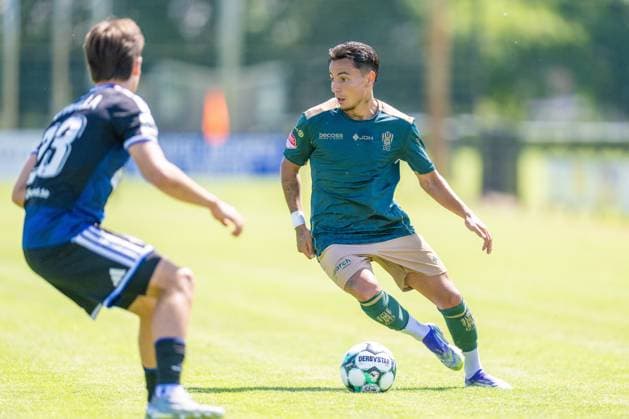 SWOLGEN , 12-07-2026 , Sportpark Kerkebos , pre season 2026 2027 , Dutch Keukenkampioen divisie , football , friendly match between Top Oss and - MSV Duisburg , picture shows TOP Oss player Justin Mathieu Top Oss - MSV Duisburg (friendly)  x204993800x Copyright: