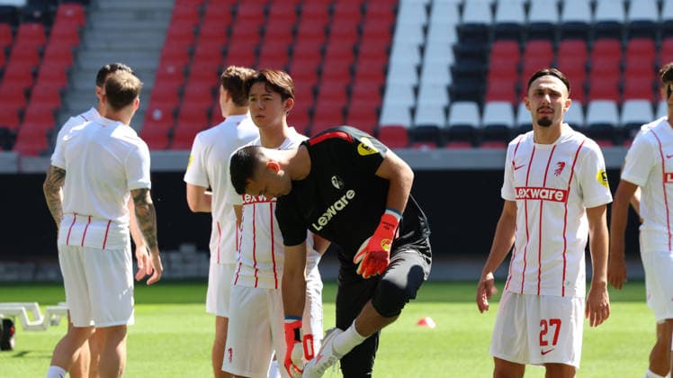 12.07.2026, xrekx, Fussball 1.Bundesliga, SC Freiburg - Trainingsauftakt Saison 2026 27 v.l. Rihito Yamamoto (SC Freiburg) Mio Backhaus (SC Freiburg) Berkay Yilmaz (SC Freiburg) (DFL DFB REGULATIONS PROHIBIT ANY USE OF PHOTOGRAPHS as IMAGE SEQUENCES and or QUASI-VIDEO) Freiburg *** July 12, 2026, xrekx, Soccer, Bundesliga 1, SC Freiburg Starts Training for the 2026–27 Season: Rihito Yamamoto (SC Freiburg), Mio Backhaus (SC Freiburg), Berkay Yilmaz (SC Freiburg). DFL and DFB regulations prohibit any use of photographs as image sequences and or quasi-video. Freiburg