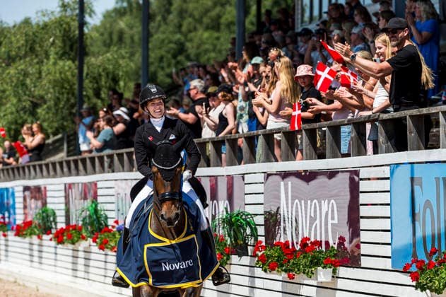 260712 Cathrine Laudrup-Dufour of Denmark with horse Mount St John Freestyle celebrates after FEI Grand Prix Kür during the Falsterbo Horse Show on July 12, 2026 in Falsterbo. Photo: Christian Örnberg BILDBYRAN COP 166 CO0712 ridsport equestrian falsterbo horse show ridsportlaget bbeng FEI Grand Prix Kür jubel *** July 12, 2026: Cathrine Laudrup Dufour of Denmark, riding Mount St. John, celebrates after the FEI Grand Prix Kür at the Falsterbo Horse Show on July 12, 2026 in Falsterbo. Photo by Christian Örnberg, BILDBYRAN COP 166 CO0712: equestrian sports, Falsterbo Horse Show, Ridsportlaget BBENG, FEI Grand Prix Kür, celebration  Copyright: CHRISTIANxÖRNBERG BB260712CO093