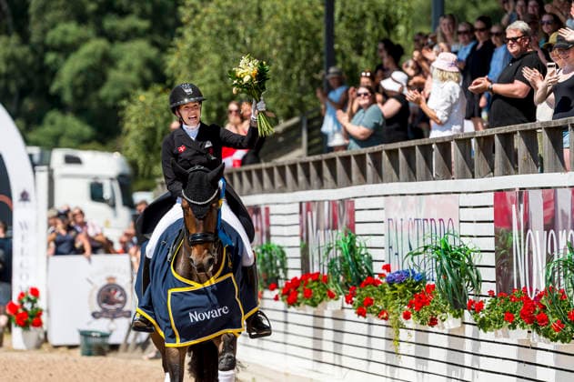 260712 Cathrine Laudrup-Dufour of Denmark with horse Mount St John Freestyle celebrates after FEI Grand Prix Kür during the Falsterbo Horse Show on July 12, 2026 in Falsterbo. Photo: Christian Örnberg BILDBYRAN COP 166 CO0712 ridsport equestrian falsterbo horse show ridsportlaget bbeng FEI Grand Prix Kür jubel *** July 12, 2026: Cathrine Laudrup Dufour of Denmark, riding Mount St. John, celebrates after the FEI Grand Prix Kür at the Falsterbo Horse Show on July 12, 2026 in Falsterbo. Photo by Christian Örnberg, BILDBYRAN COP 166 CO0712: equestrian sports, Falsterbo Horse Show, Ridsportlaget BBENG, FEI Grand Prix Kür, celebration  Copyright: CHRISTIANxÖRNBERG BB260712CO094