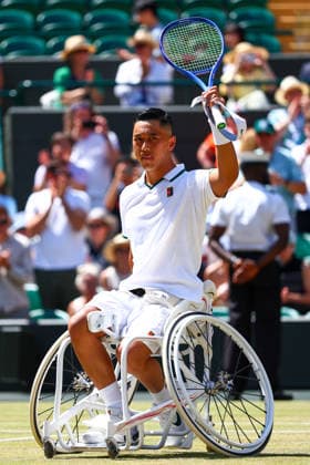 Tokito Oda celebrates victory in the Gentlemen s Wheelchair Singles Final Wimbledon Tennis Championships, Day 14, The All England Lawn Tennis and Croquet Club, London, UK - 12 Jul 2026London The All England Lawn Tennis and United Kingdom  Copyright: xJamesxMarsh Shutterstockx 16981035c