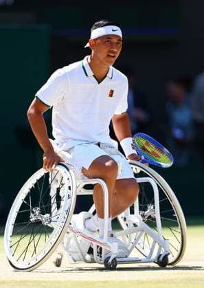 Tokito Oda celebrates victory in the Gentlemen s Wheelchair Singles Final Wimbledon Tennis Championships, Day 14, The All England Lawn Tennis and Croquet Club, London, UK - 12 Jul 2026London The All England Lawn Tennis and United Kingdom  Copyright: xJamesxMarsh Shutterstockx 16981035j