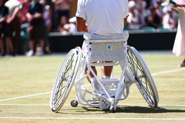 The white wheelchair of Tokito Oda during the Gentlemen s Wheelchair Singles final Wimbledon Tennis Championships, Day 14, The All England Lawn Tennis and Croquet Club, London, UK - 12 Jul 2026London The All England Lawn Tennis and United Kingdom  Copyright: xJamesxMarsh Shutterstockx 16981035q