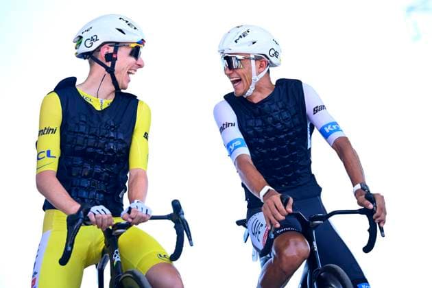 Tour de France 2026 Stage 9 USSEL, FRANCE - JULY 12 : Pogacar Tadej (SLO) of UAE Team Emirates - XRG, Del Toro Isaac (MEX) of UAE Team Emirates - XRG during stage 9 of the 113rd edition of Tour de France an UCI World Tour 2.UWT cycling road race stage for Men Elite of 185 km with start in Malemort and finish in Ussel on July 12, 2026 in Ussel, France, 12 07 2026 Ussel France  Copyright: xTomasxSiskx