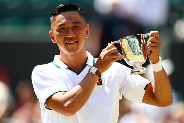 Tokito Oda celebrates victory in the Gentlemen s Wheelchair Singles Final Wimbledon Tennis Championships, Day 14, The All England Lawn Tennis and Croquet Club, London, UK - 12 Jul 2026London The All England Lawn Tennis and United Kingdom  Copyright: xJamesxMarsh Shutterstockx 16981035u