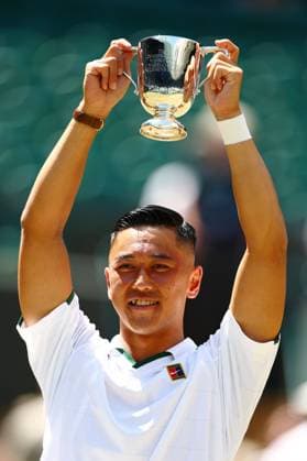Tokito Oda celebrates victory in the Gentlemen s Wheelchair Singles Final Wimbledon Tennis Championships, Day 14, The All England Lawn Tennis and Croquet Club, London, UK - 12 Jul 2026London The All England Lawn Tennis and United Kingdom  Copyright: xJamesxMarsh Shutterstockx 16981035v