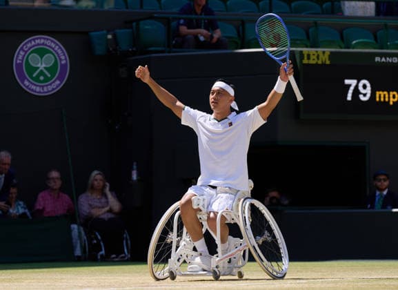 2026 Wimbledon, July 12, Mens Wheelchair Final LONDON, - JULY 12: Tokito Oda of Japan celebrates winning against Alfie Hewett of Great Britain during the 2026 Wimbledon, July 12, Mens Wheelchair Final at The all England club, Wimbledon on July 12, 2026 in London, GBR. London The all England club, Wimbledon GBR Copyright: xPeterxvanxdenxBerg ISIxPhotosx 9500