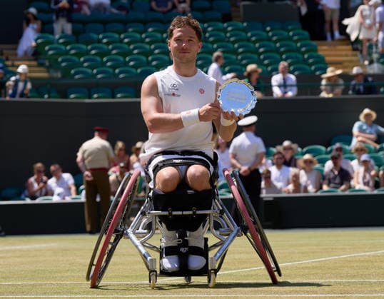 2026 Wimbledon, July 12, Mens Wheelchair Final LONDON, - JULY 12: Alfie Hewett of Great Britain with the runners up trophy after the 2026 Wimbledon, July 12, Mens Wheelchair Final at The all England club, Wimbledon on July 12, 2026 in London, GBR. London The all England club, Wimbledon GBR Copyright: xPeterxvanxdenxBerg ISIxPhotosx 9500