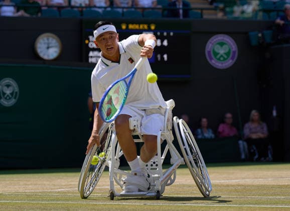 2026 Wimbledon, July 12, Mens Wheelchair Final LONDON, - JULY 12: Tokito Oda of Japan plays a shot against Alfie Hewett of Great Britain during the 2026 Wimbledon, July 12, Mens Wheelchair Final at The all England club, Wimbledon on July 12, 2026 in London, GBR. London The all England club, Wimbledon GBR Copyright: xPeterxvanxdenxBerg ISIxPhotosx 9500