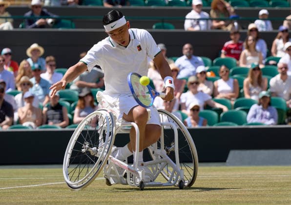 2026 Wimbledon, July 12, Mens Wheelchair Final LONDON, - JULY 12: Tokito Oda of Japan plays a shot against Alfie Hewett of Great Britain during the 2026 Wimbledon, July 12, Mens Wheelchair Final at The all England club, Wimbledon on July 12, 2026 in London, GBR. London The all England club, Wimbledon GBR Copyright: xPeterxvanxdenxBerg ISIxPhotosx 9500