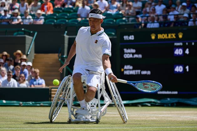 July 12, 2026, London, London, Great Britain: Tokito Oda of Japan returns with forehand during The Championships Wimbledon - Wheelchair Tennis, 12.7.2026 in London (All England Lawn Tennis and Croquet Club), Great Britain Tennis 2026: Grand Slam: The Championships Wimbledon: ODA 6:1 6:1 HEWETT  - ZUMAs343 20260712_zsp_s343_003 Copyright: xMathiasxSchulzx