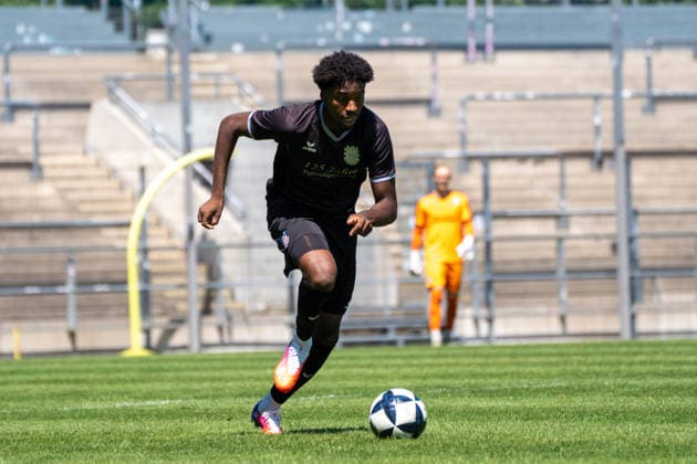 12.07.2026, xhfmx, Fussball Testspiel, FSV Frankfurt - RW Walldorf Uche Obiogumu (FSV Frankfurt) (DFL DFB REGULATIONS PROHIBIT ANY USE OF PHOTOGRAPHS as IMAGE SEQUENCES and or QUASI-VIDEO) *** July 12, 2026, xhfmx, Soccer Friendly Match, FSV Frankfurt vs. RW Walldorf, Uche Obiogumu, FSV Frankfurt, DFL, DFB. REGULATIONS PROHIBIT ANY USE OF PHOTOGRAPHS AS IMAGE SEQUENCES AND OR QUASI-VIDEO