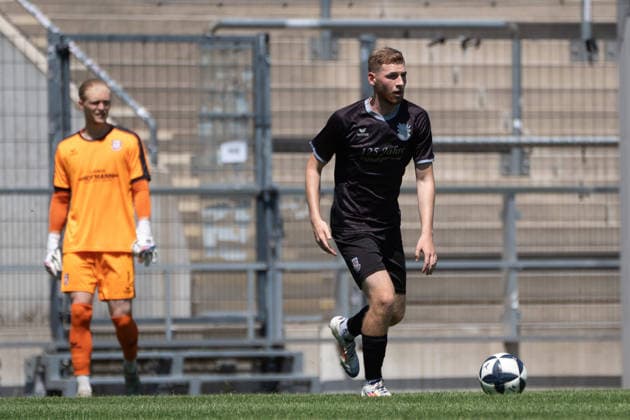12.07.2026, xhfmx, Fussball Testspiel, FSV Frankfurt - RW Walldorf v.l. Lucas Becker (1, FSV Frankfurt), Junis Romdhane (18, FSV Frankfurt) (DFL DFB REGULATIONS PROHIBIT ANY USE OF PHOTOGRAPHS as IMAGE SEQUENCES and or QUASI-VIDEO) *** July 12, 2026, xhfmx, Soccer Friendly Match, FSV Frankfurt vs. RW Walldorf, Lucas Becker 1, FSV Frankfurt, Junis Romdhane 18, FSV Frankfurt: DFL and DFB regulations prohibit any use of photographs as image sequences and or quasi-video